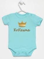 napis królewna z koroną body z krótkim rękawem kolor miętowy 025