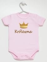 napis królewna z koroną body z krótkim rękawem kolor różowy 025