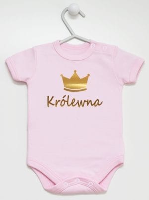 napis królewna z koroną body z krótkim rękawem kolor różowy 025