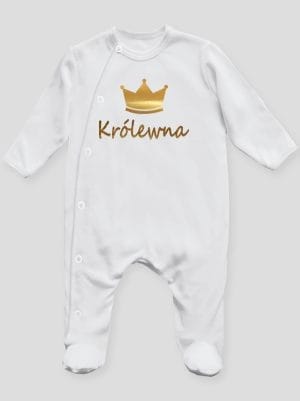 napis królewna z koroną pajacyk śpioszek ze stópkami 025