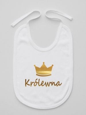 napis królewna z koroną śliniak niemowlęcy kolor biały 025