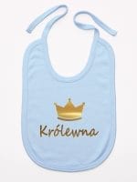 napis królewna z koroną śliniak niemowlęcy kolor błękitny 025