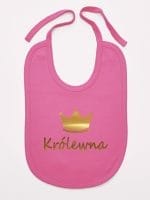 napis królewna z koroną śliniak niemowlęcy kolor ciemny różowy 025