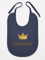 napis królewna z koroną śliniak niemowlęcy kolor granatowy 025