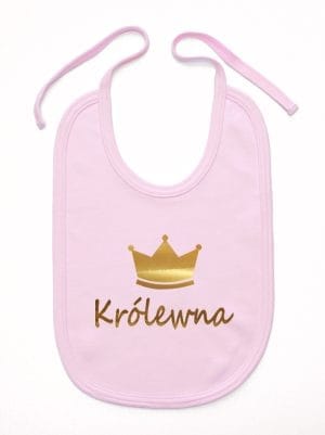 napis królewna z koroną śliniak niemowlęcy kolor różowy 025