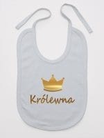 napis królewna z koroną śliniak niemowlęcy kolor szary 025