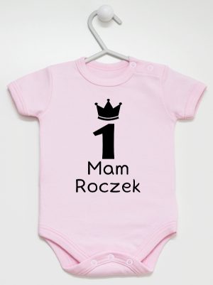 napis mam roczek z jedynką body z krótkim rękawem kolor różowy 127