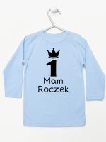 napis mam roczek z jedynką koszulka z długim rękawem kolor błękitny 127