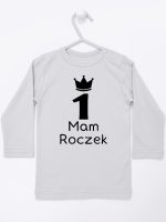 napis mam roczek z jedynką koszulka z długim rękawem kolor szary 127