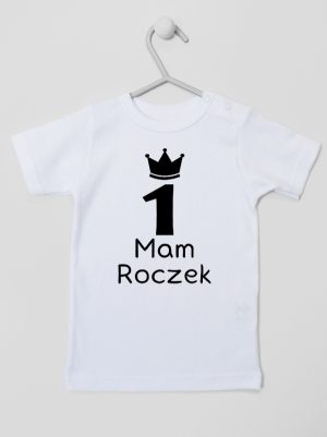 napis mam roczek z jedynką koszulka z krótkim rękawem kolor biały 127