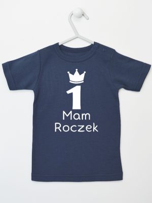 napis mam roczek z jedynką koszulka z krótkim rękawem kolor granatowy 127