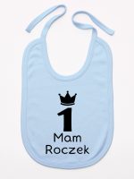 napis mam roczek z jedynką śliniak niemowlęcy kolor błękitny 127