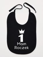 napis mam roczek z jedynką śliniak niemowlęcy kolor czarny 127