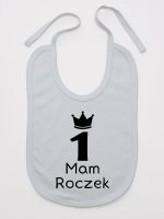 napis mam roczek z jedynką śliniak niemowlęcy kolor szary 127