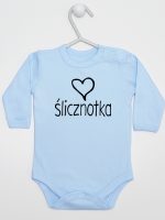 napis ślicznotka body z długim rękawem kolor błękitny 075
