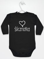napis ślicznotka body z długim rękawem kolor czarny 075