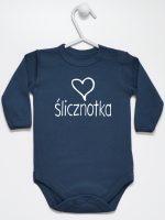 napis ślicznotka body z długim rękawem kolor granatowy 075