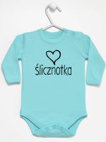 napis ślicznotka body z długim rękawem kolor miętowy 075