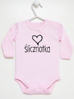 napis ślicznotka body z długim rękawem kolor różowy 075