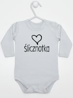 napis ślicznotka body z długim rękawem kolor szary 075