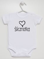 napis ślicznotka body z krótkim rękawem kolor biały 075