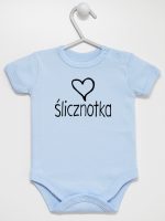 napis ślicznotka body z krótkim rękawem kolor błękitny 075