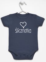 napis ślicznotka body z krótkim rękawem kolor granatowy 075