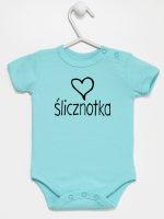 napis ślicznotka body z krótkim rękawem kolor miętowy 075