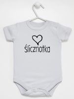 napis ślicznotka body z krótkim rękawem kolor szary 075