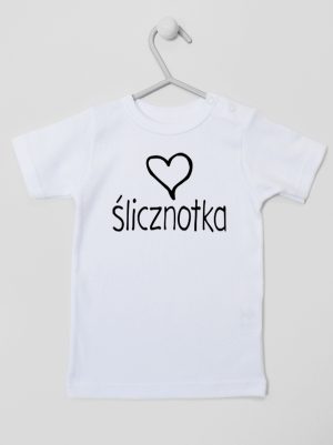napis ślicznotka koszulka z krótkim rękawem kolor biały 075