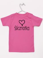 napis ślicznotka koszulka z krótkim rękawem kolor ciemny różowy 075