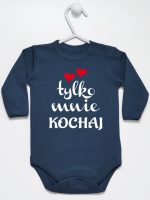 napis tylko mnie kochaj body z długim rękawem kolor granatowy 204