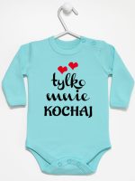 napis tylko mnie kochaj body z długim rękawem kolor miętowy 204