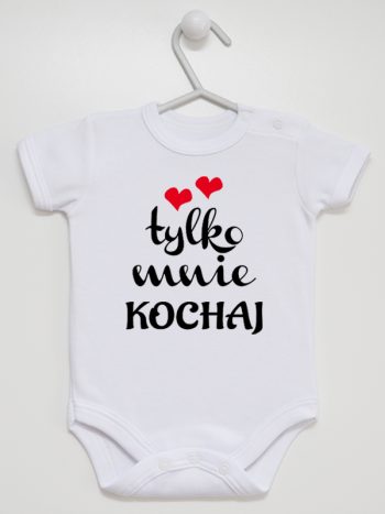 napis tylko mnie kochaj body z krótkim rękawem kolor biały 204