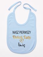 nasz pierwszy dzień taty z imieniem dziecka śliniak niemowlęcy kolor błękitny 234 nasz pierwszy dzień taty z imieniem dziecka śliniak niemowlęcy kolor błękitny 234