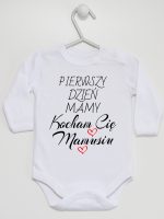 pierwszy dzień mamy kocham cię mamusiu body z długim rękawem kolor biały 233 pierwszy dzień mamy kocham cię mamusiu body z długim rękawem kolor biały 233