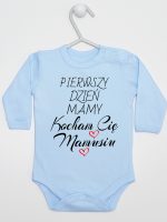 pierwszy dzień mamy kocham cię mamusiu body z długim rękawem kolor błękitny 233 pierwszy dzień mamy kocham cię mamusiu body z długim rękawem kolor błękitny 233