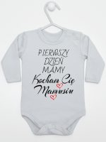 pierwszy dzień mamy kocham cię mamusiu body z długim rękawem kolor szary 233 pierwszy dzień mamy kocham cię mamusiu body z długim rękawem kolor szary 233