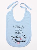 pierwszy dzień mamy kocham cię mamusiu śliniak niemowlęcy kolor błękitny 233 pierwszy dzień mamy kocham cię mamusiu śliniak niemowlęcy kolor błękitny 233