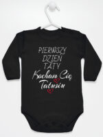 pierwszy dzień taty kocham cię tatusiu body z długim rękawem kolor czarny 252 pierwszy dzień taty kocham cię tatusiu body z długim rękawem kolor czarny 252