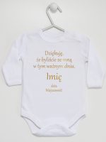 podziękowania w dniu chrztu nadruk złoty body z długim rękawem kolor biały 135