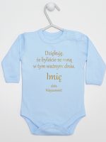 podziękowania w dniu chrztu nadruk złoty body z długim rękawem kolor błękitny 135