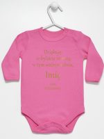 podziękowania w dniu chrztu nadruk złoty body z długim rękawem kolor ciemny różowy 135