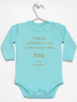 podziękowania w dniu chrztu nadruk złoty body z długim rękawem kolor miętowy 135