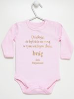 podziękowania w dniu chrztu nadruk złoty body z długim rękawem kolor różowy 135