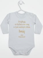 podziękowania w dniu chrztu nadruk złoty body z długim rękawem kolor szary 135