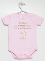 podziękowania w dniu chrztu nadruk złoty body z krótkim rękawem kolor różowy 135
