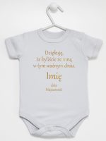 podziękowania w dniu chrztu nadruk złoty body z krótkim rękawem kolor szary 135