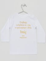 podziękowania w dniu chrztu nadruk złoty koszulka z długim rękawem kolor biały 135
