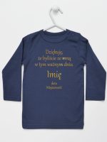 podziękowania w dniu chrztu nadruk złoty koszulka z długim rękawem kolor granatowy 135